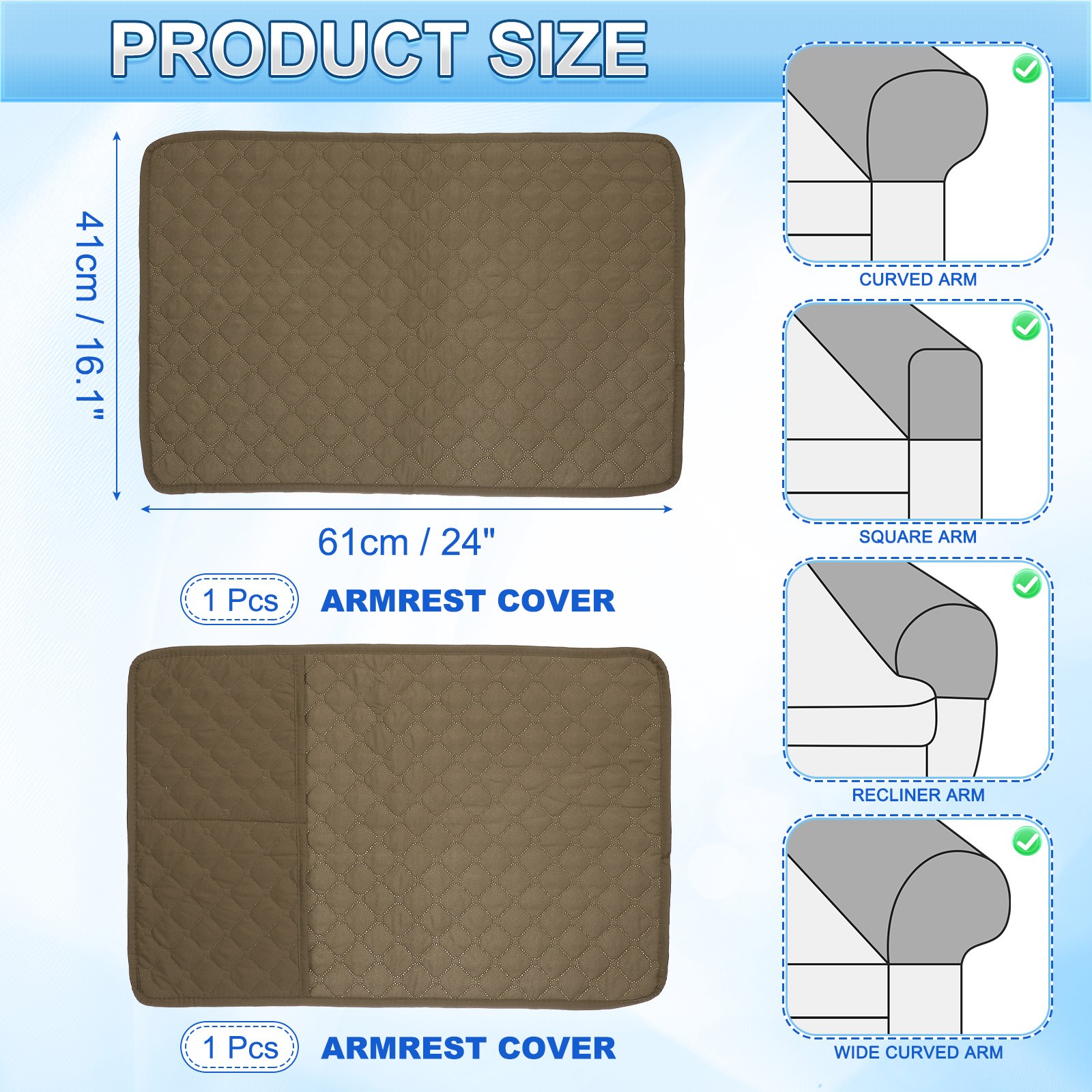 Armrest Covers, Couch Arm Cover Recliner Chair Armchair Cover, Camel