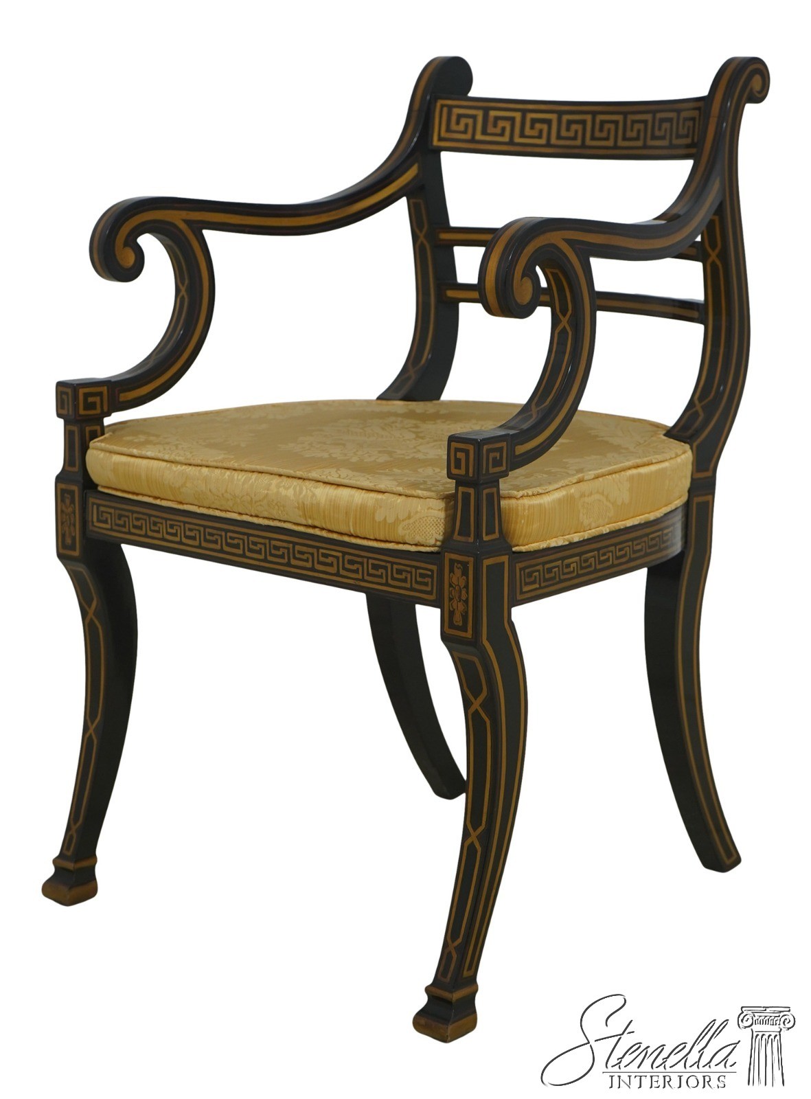 71773: Quality Regency Style Black & Gold Finish Chair