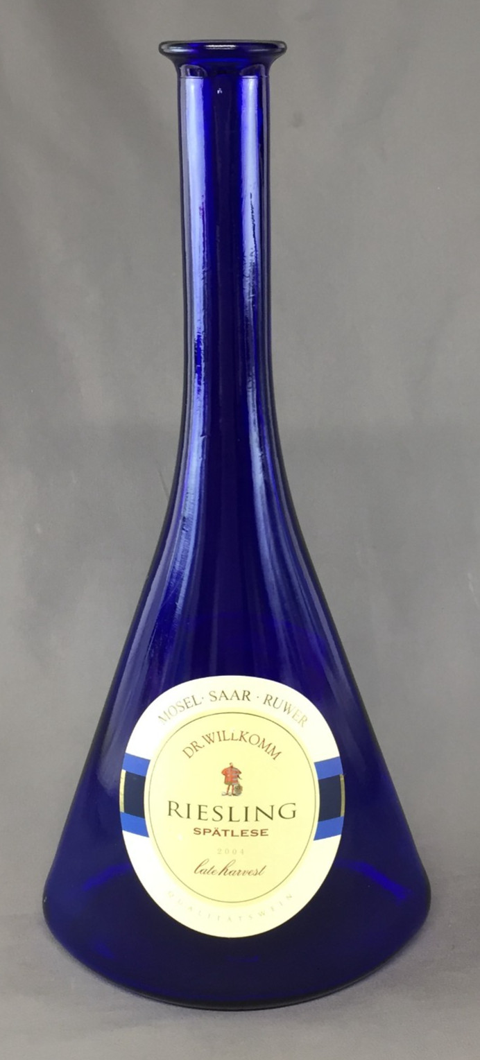 Dr. Willkomm Riesling Spatlese 2004 Late Harvest Blue Cobalt Empty Bottle