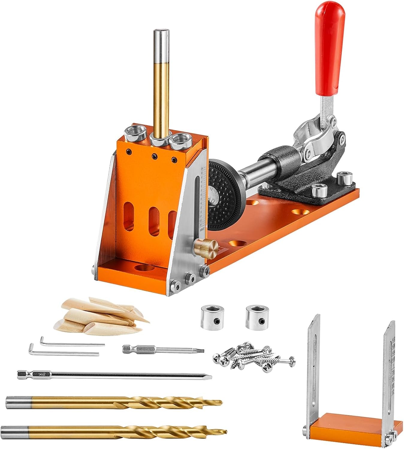 Pocket Hole Jig Kit Easy-to-Use for Wood Projects Comes Step Drills Stop Collars