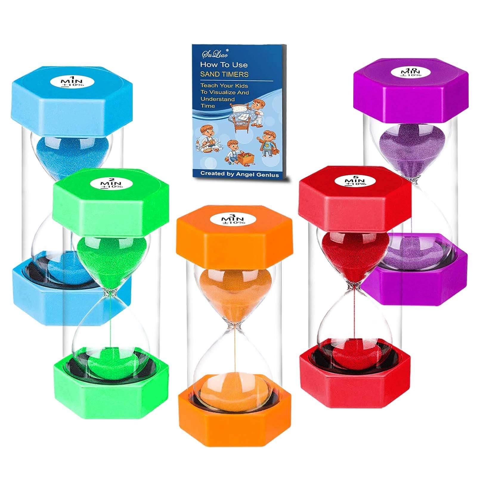 SuLiao Sand Timers 1m/2m/3m/5m/10 Minute,Plastic Hourglass Sand Timer for Kid...