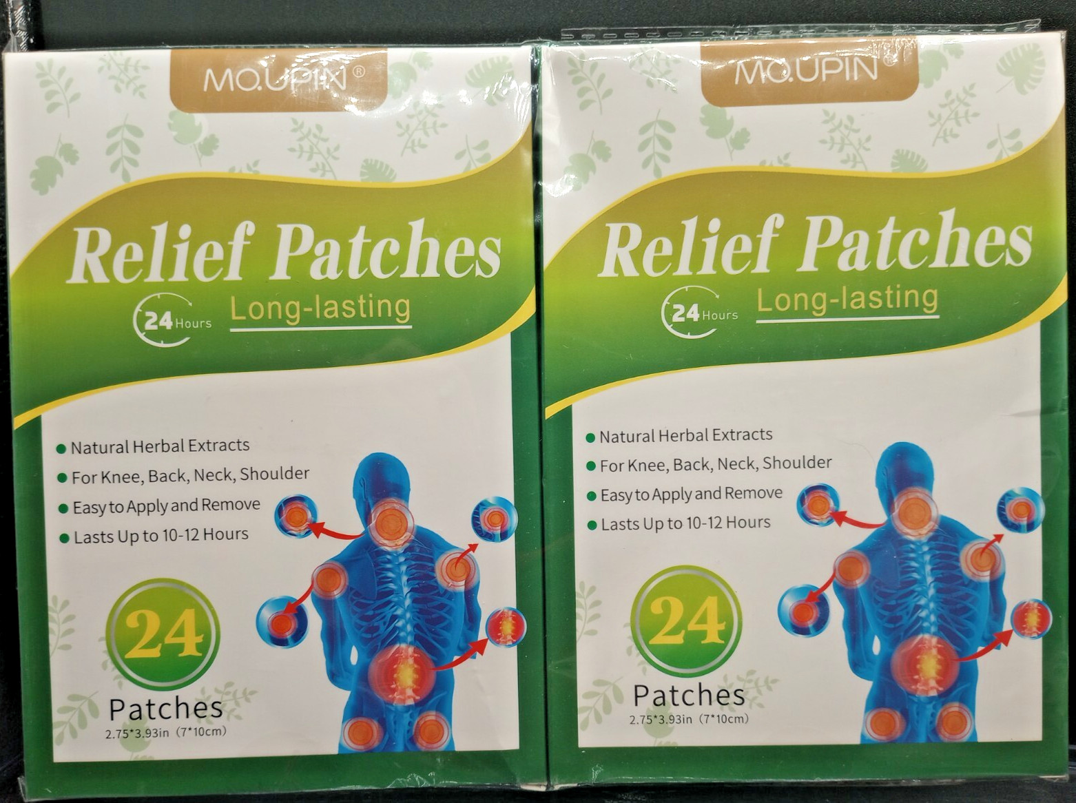MQUPIN Relief Patches Long-Lasting 24 Hrs - Easy To Apply & Remove - 24 Patches.