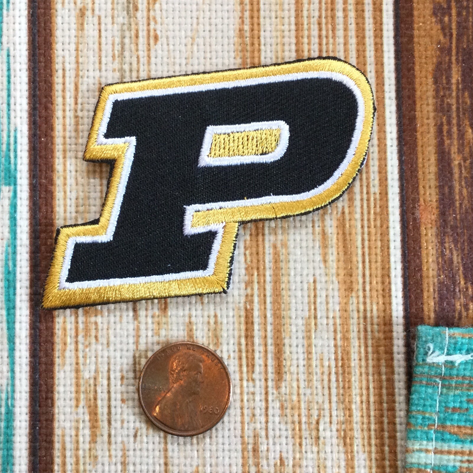 PURDUE UNIVERSITY BOILERMAKERS  vintage iron on embroidered patch 2.5” X 2”