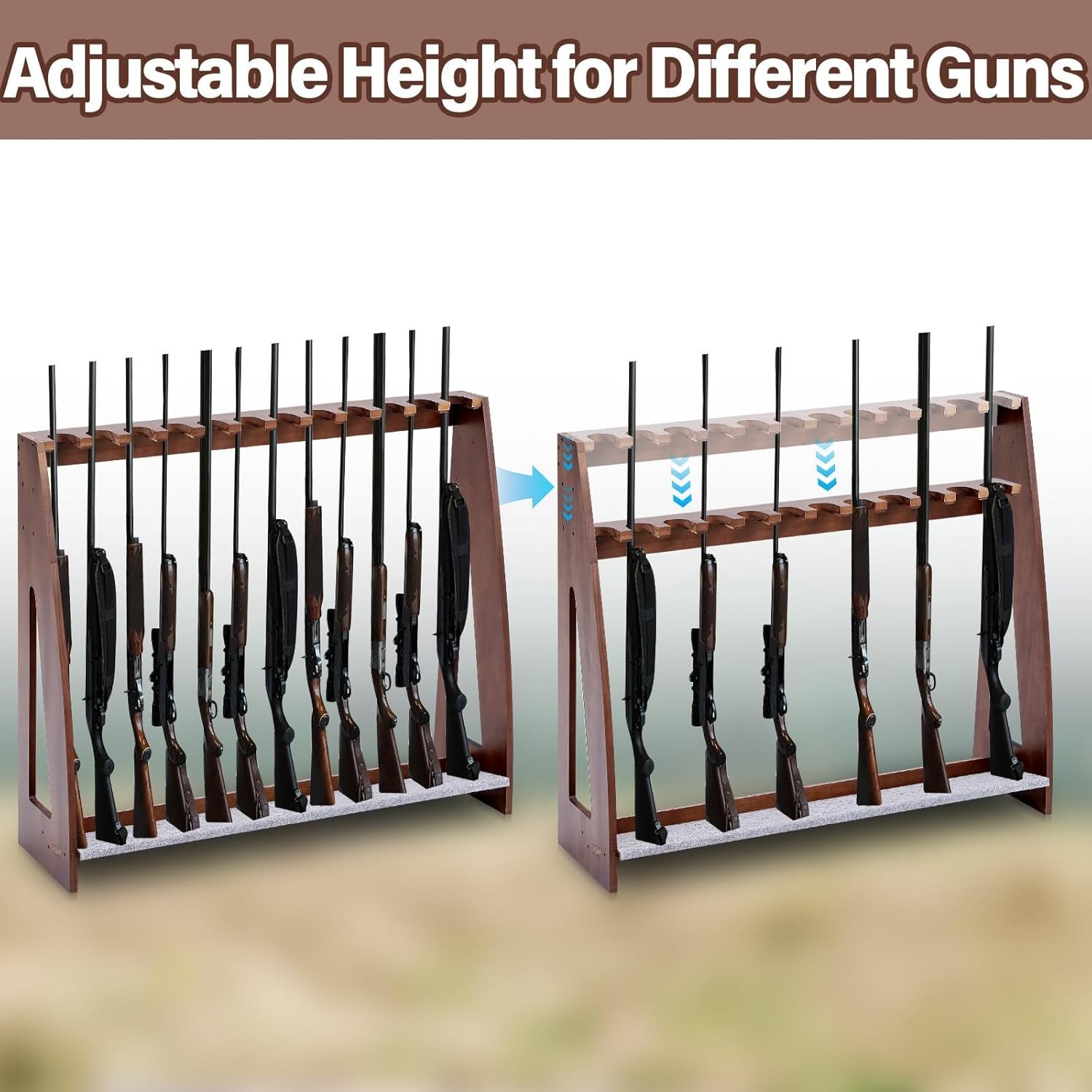 Indoor Gun Racks Floor Standing Rifle Rack Wooden Freestanding Vertical Shotgun