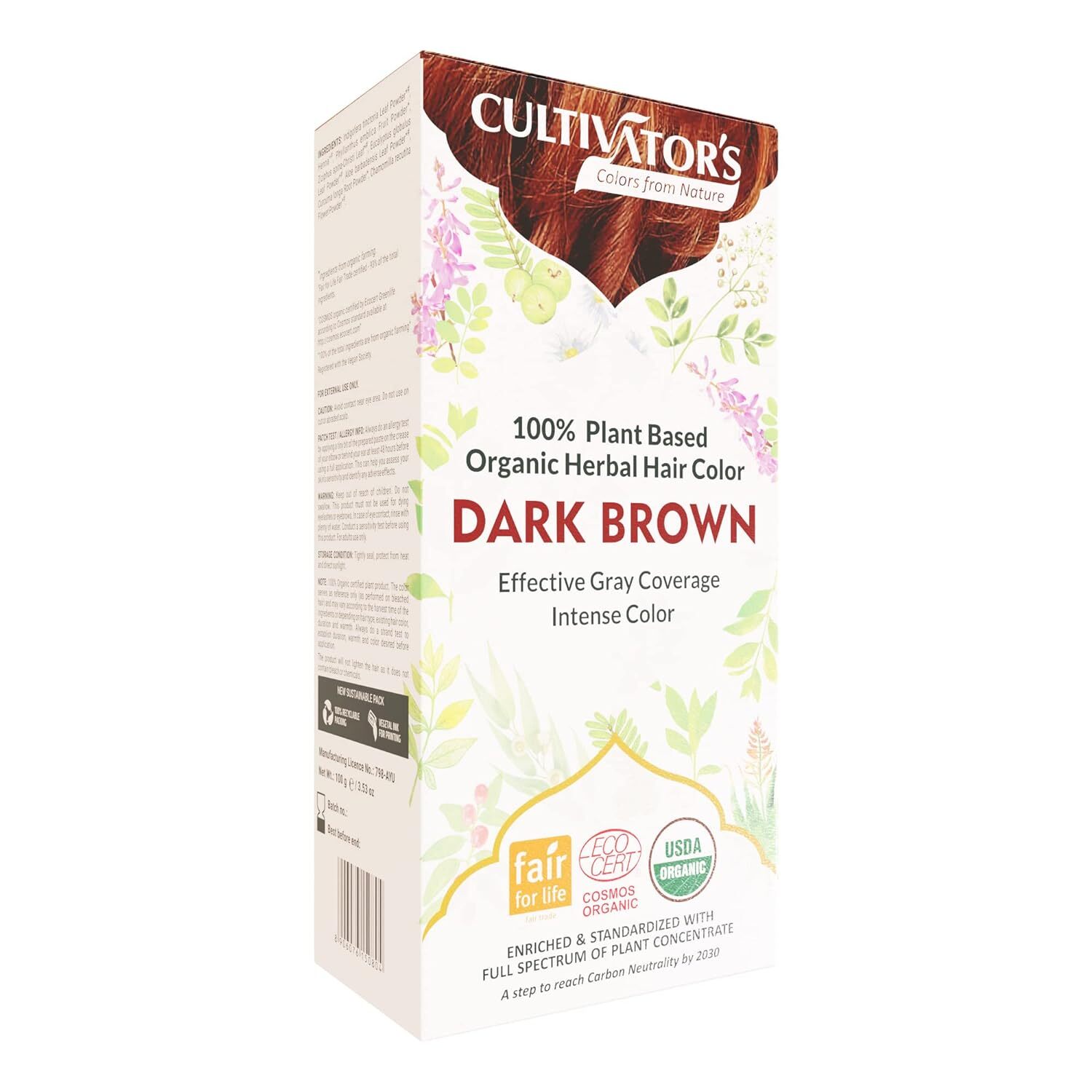 Cultivators Organic Herbal Hair Color Dark Brown Shade 100gm