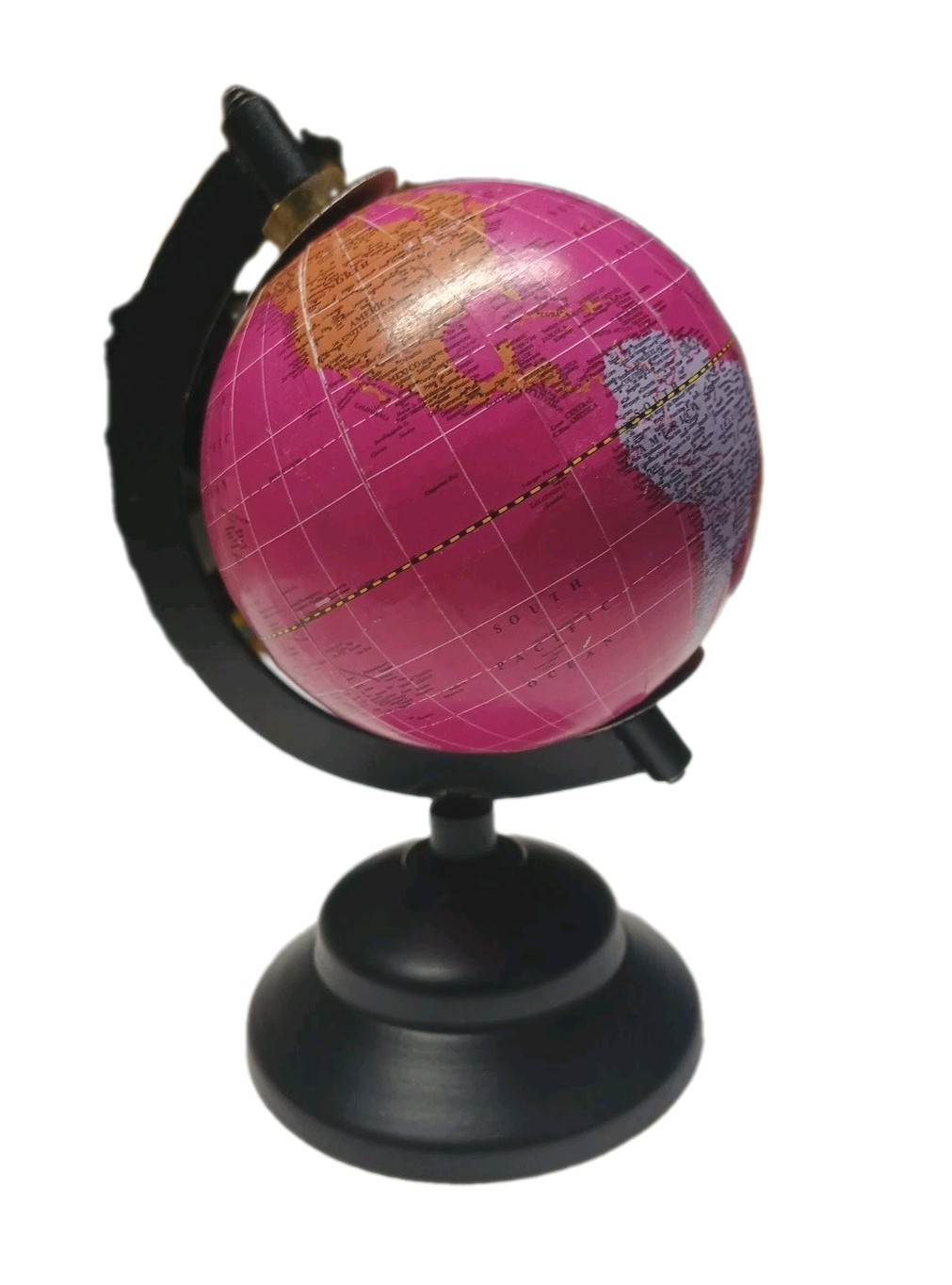 Miniature Novelty Desktop World Globe Pink Magenta Ocean Vibrant Globe Map