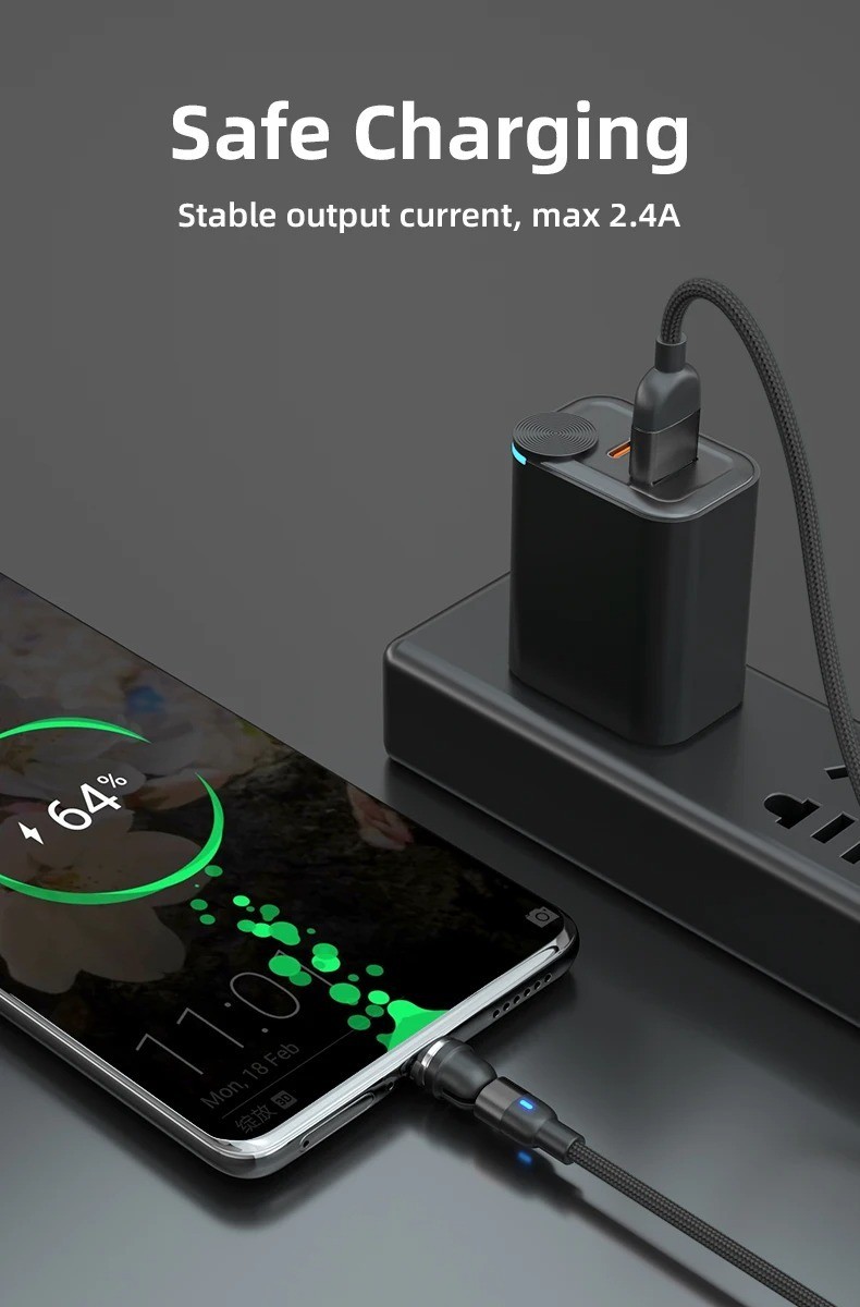 3 in 1 Magnetic Fast Charging USB Data Cable Phone Charger Micro USB Type C A2P*
