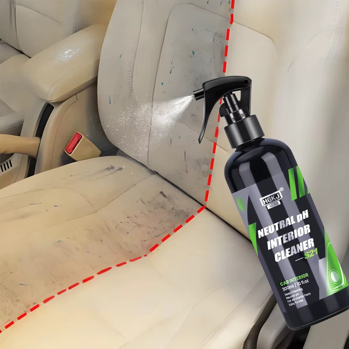 HGKJ S21 Car Interior Cleaner Leather Fabric Dashboard Ceiling Cleaning Spray