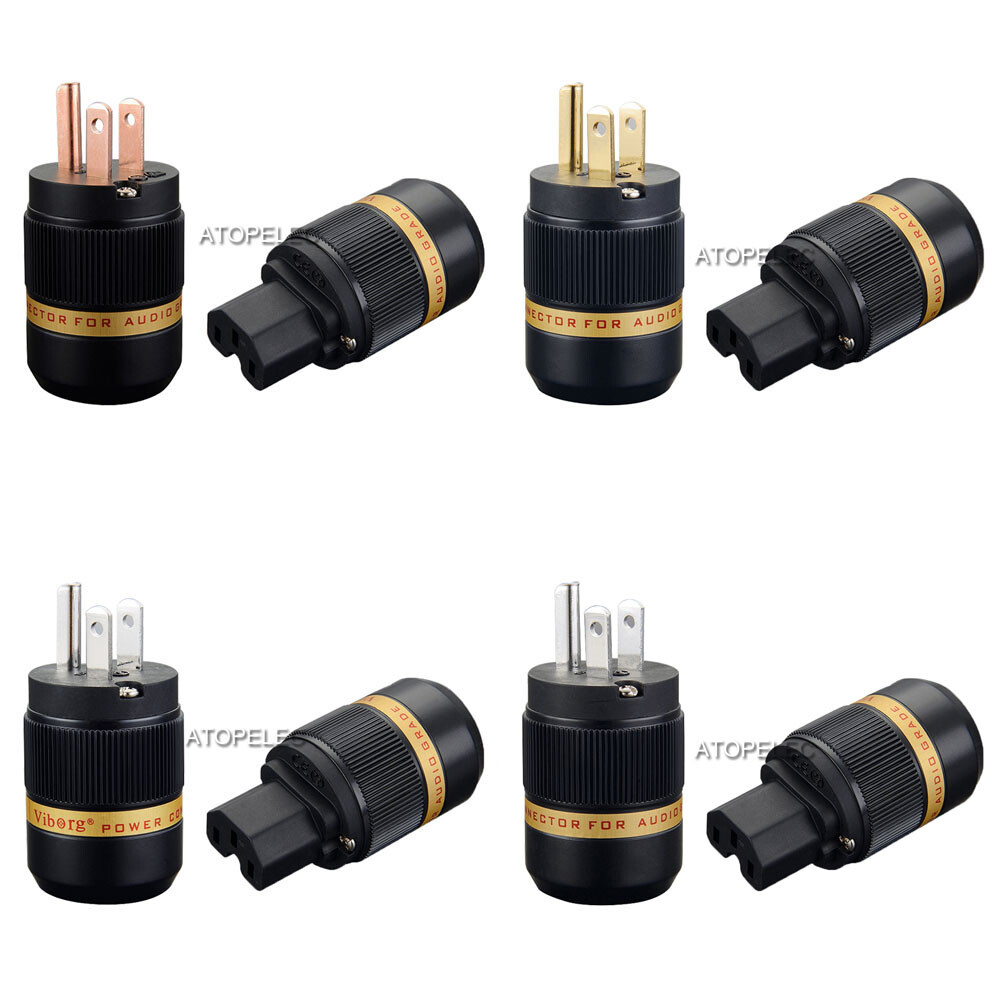 VIBORG Silver/Gold/Rhodium Plated Copper US Male/IEC Female Power Plug HiFi 501