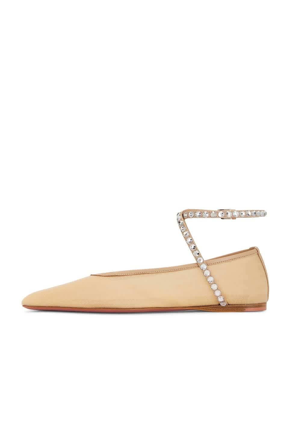 Amina Muaddi Crystals Ane Mesh Ballet Flats