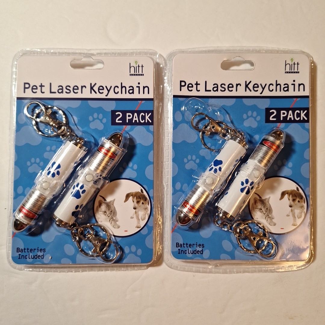 hitt Pet and Cat Laser Pointer Keychain, Pack of 2, Batteries Included 4 Total