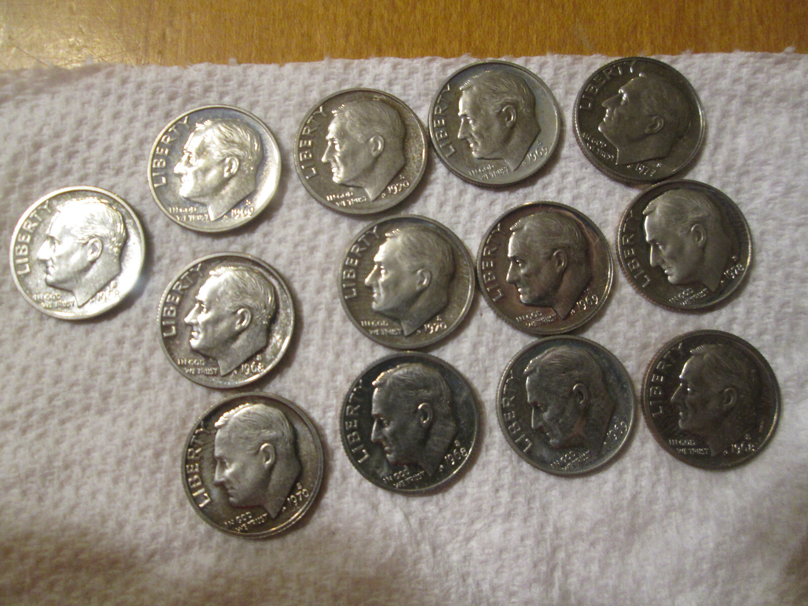 1968- 1969 - 1970 - 1977 - 1978 S Roosevelt Dime 13 Coins Lot AS PHOTOS