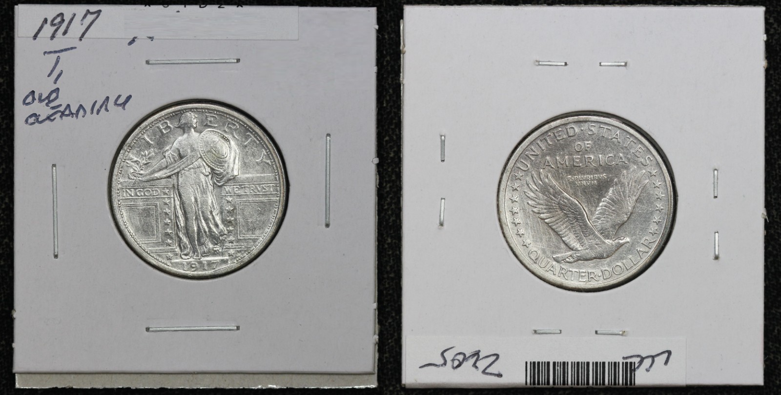1917 Type 1 Standing Liberty Quarter XF Details Cleaned 61D2