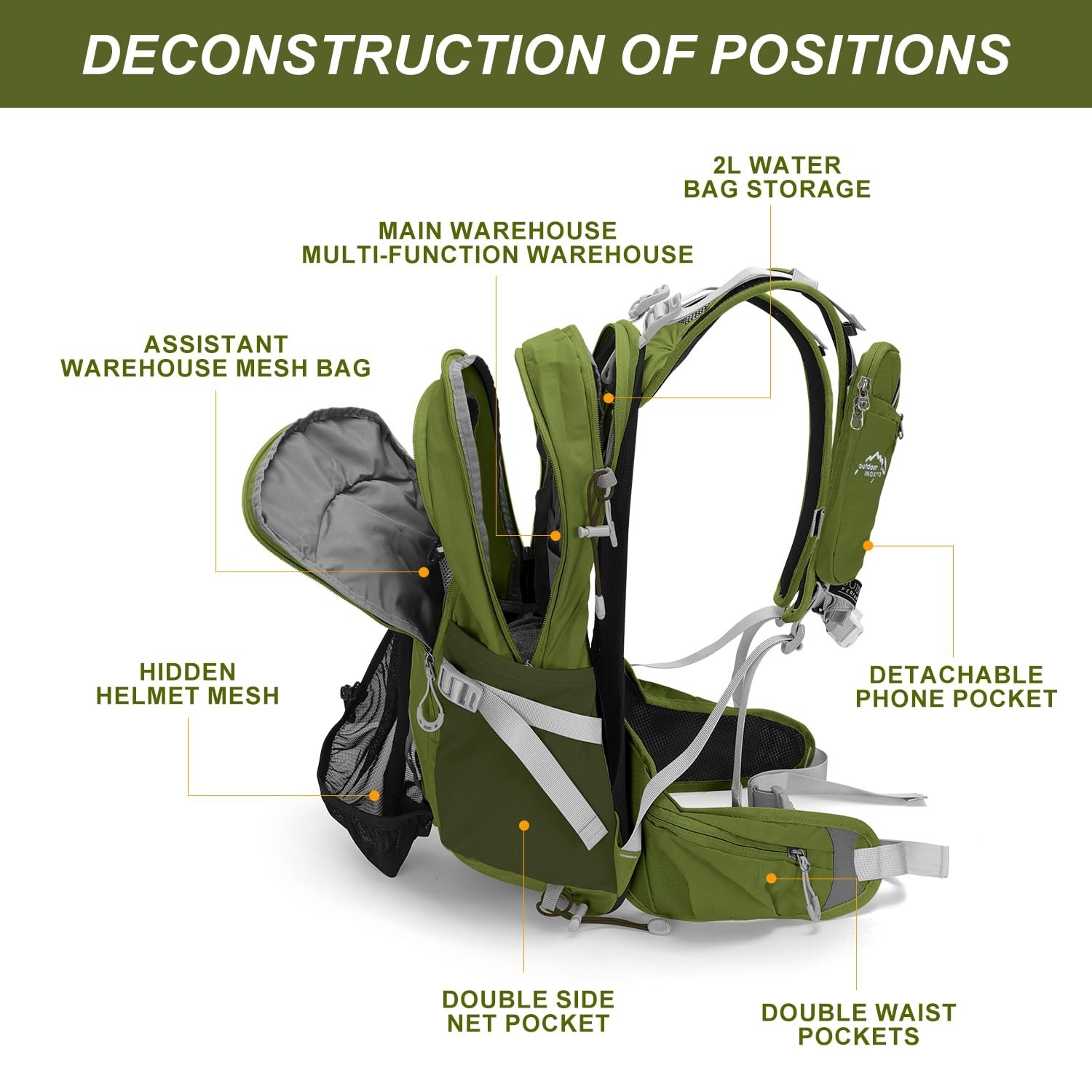 IX INOXTO 20L Hydration Backpack, Waterproof Hiking Internal Frame Backpacks ...