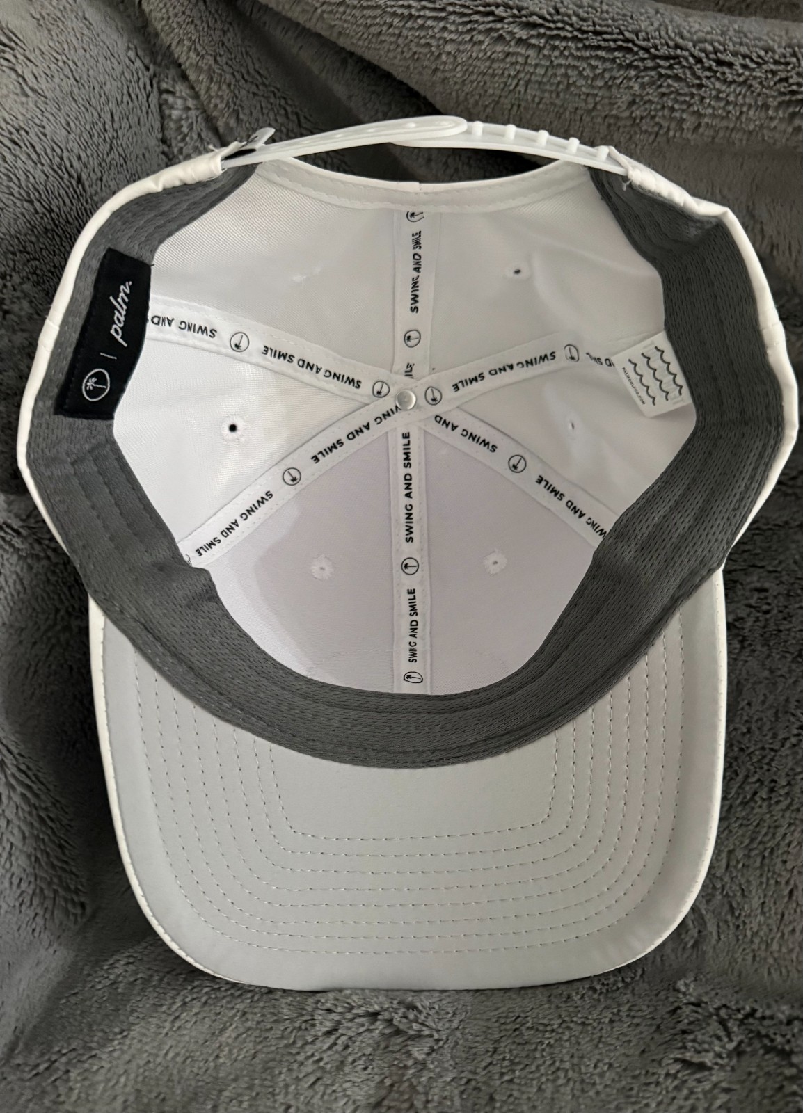 New PALM GOLF $35 performance Rainbow Swing & Smile Snapback Hat White one size
