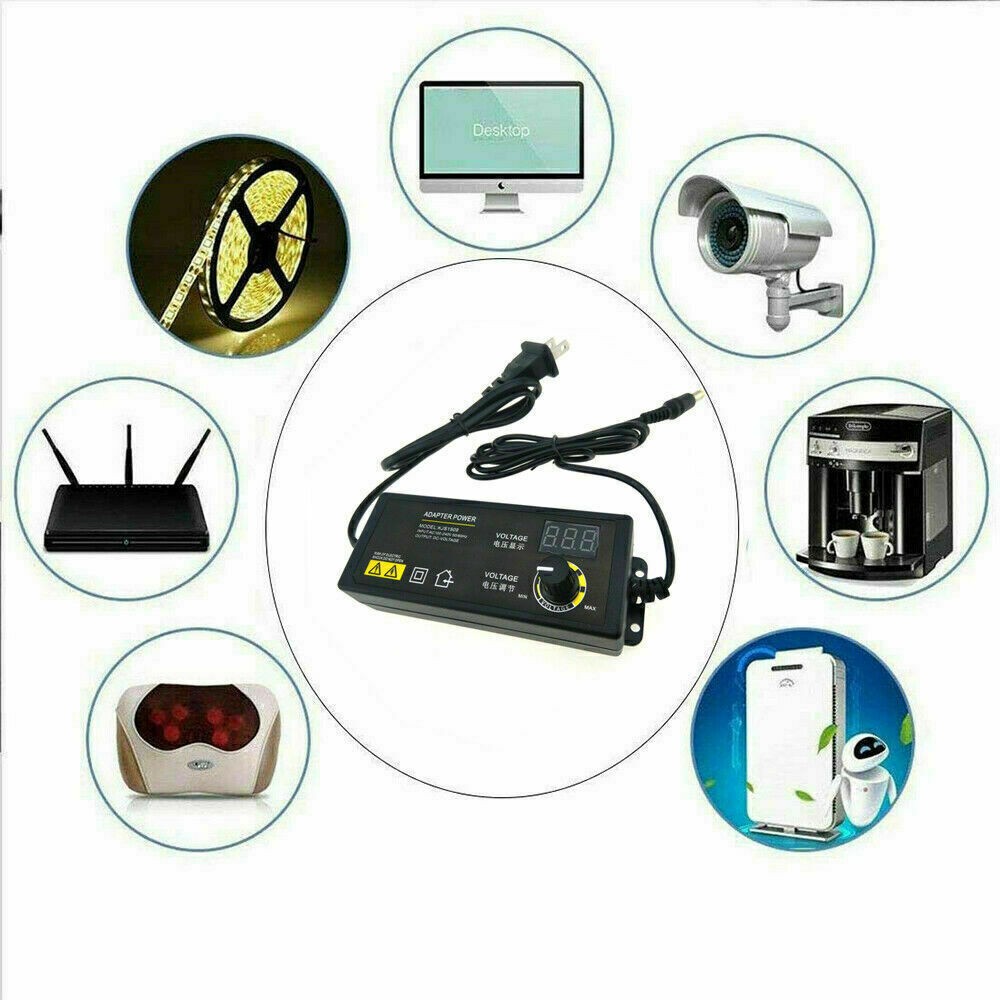 Adjustable Voltage Power Supply 3-24V w/ LCD Display AC / DC Switch Adapter USQ2