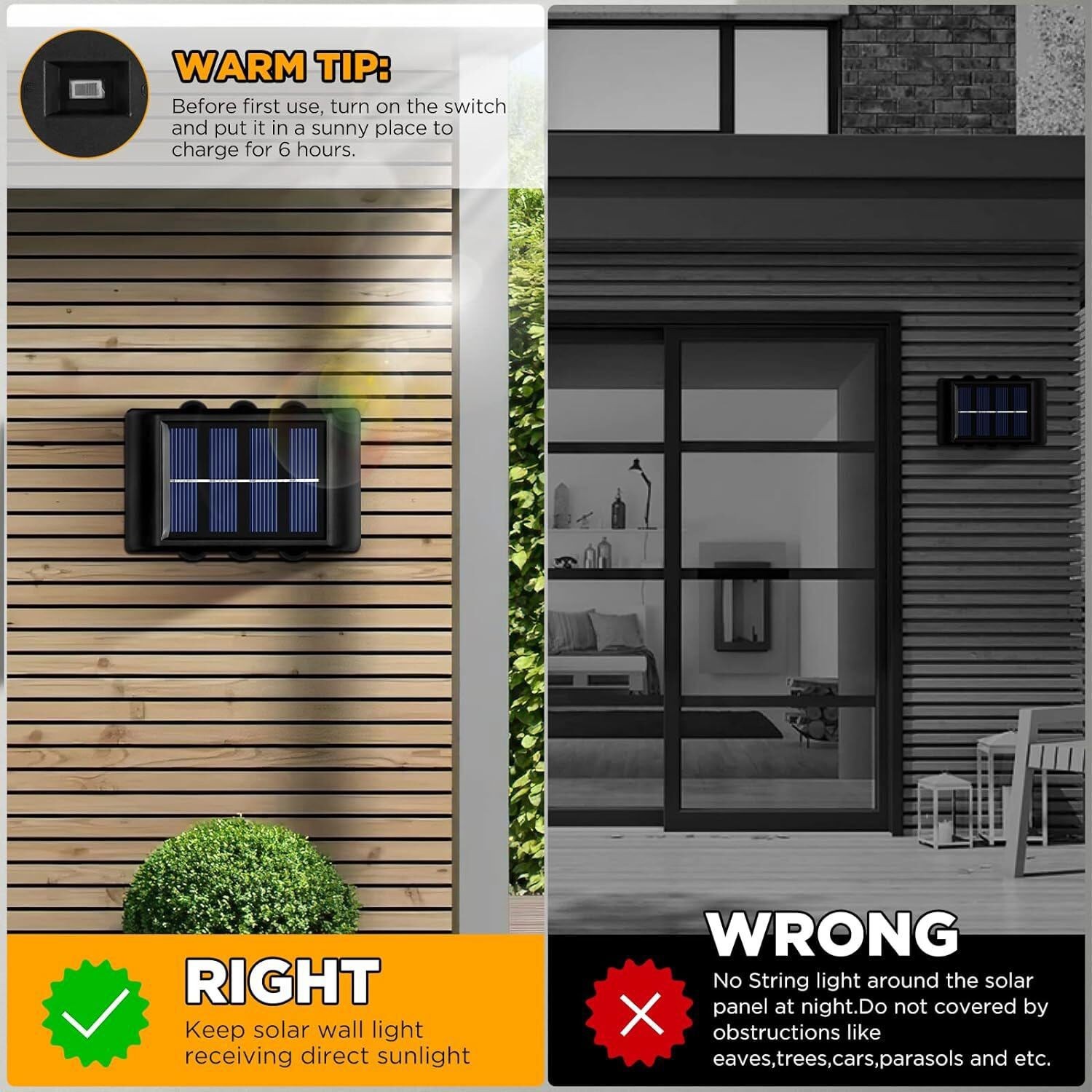 4Pack Solar Wall Lights Outdoor Garden Yard Fence Deck Front Door LED Decor Lamp