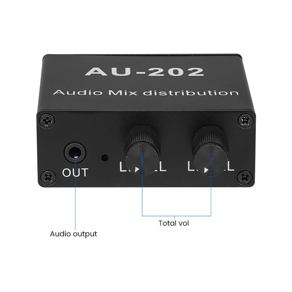 DC5-19V 2 Inputs 2 Outputs Stereo Audio Mixer Distributor for Headphone
