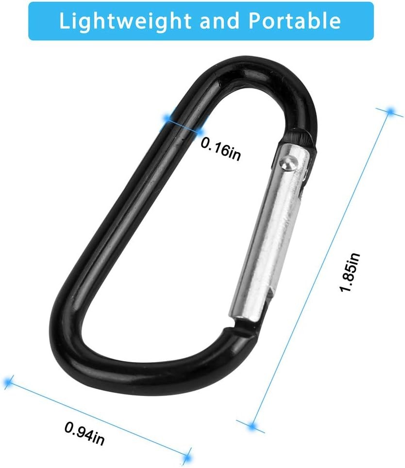 20PCS Mini 1.85"/4.7CM Aluminum Carabiners with 10PCS Nickel Metal Key Rings