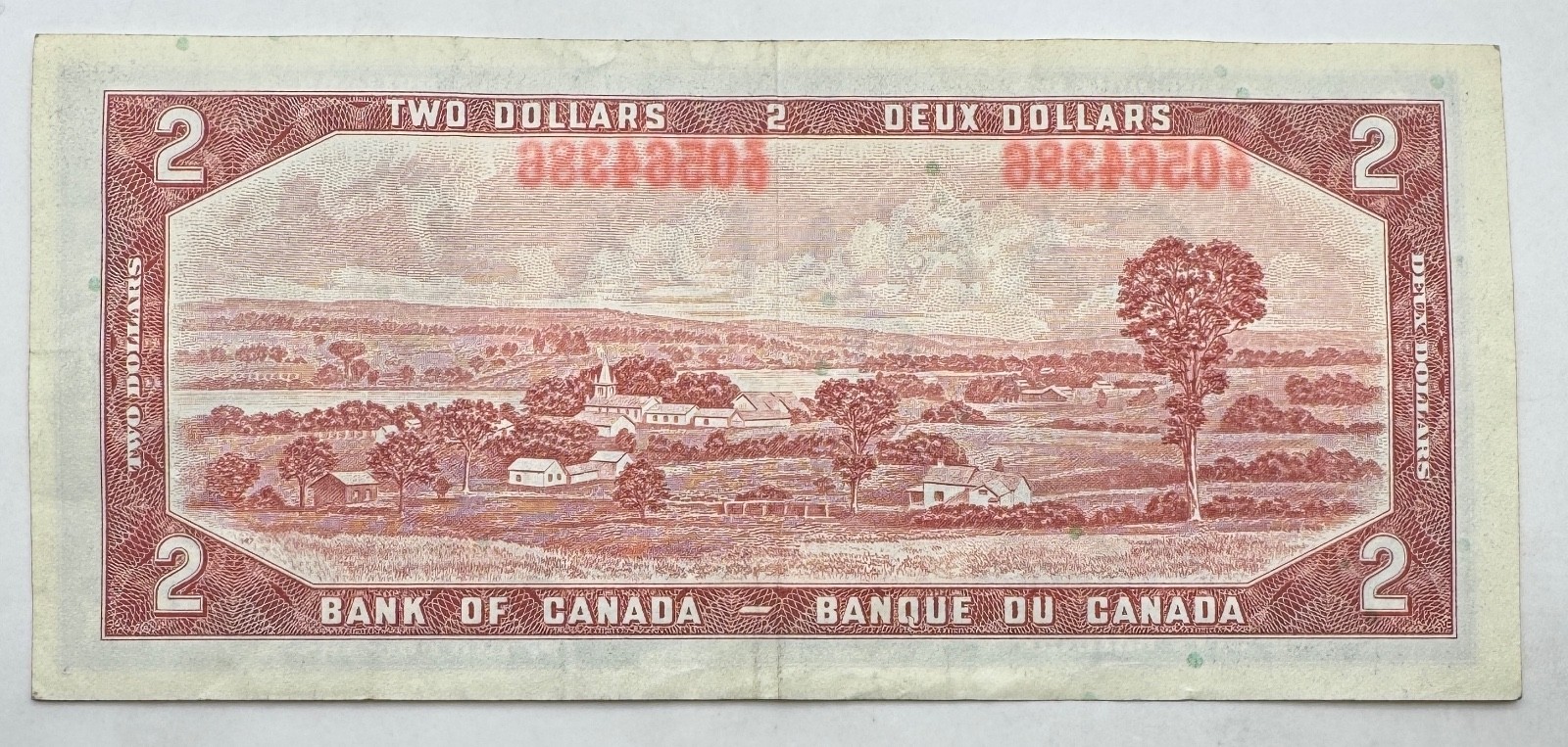 1954 Canada $2 Bill - Canadian Two Dollar Note -Serial # Visible on Reverse