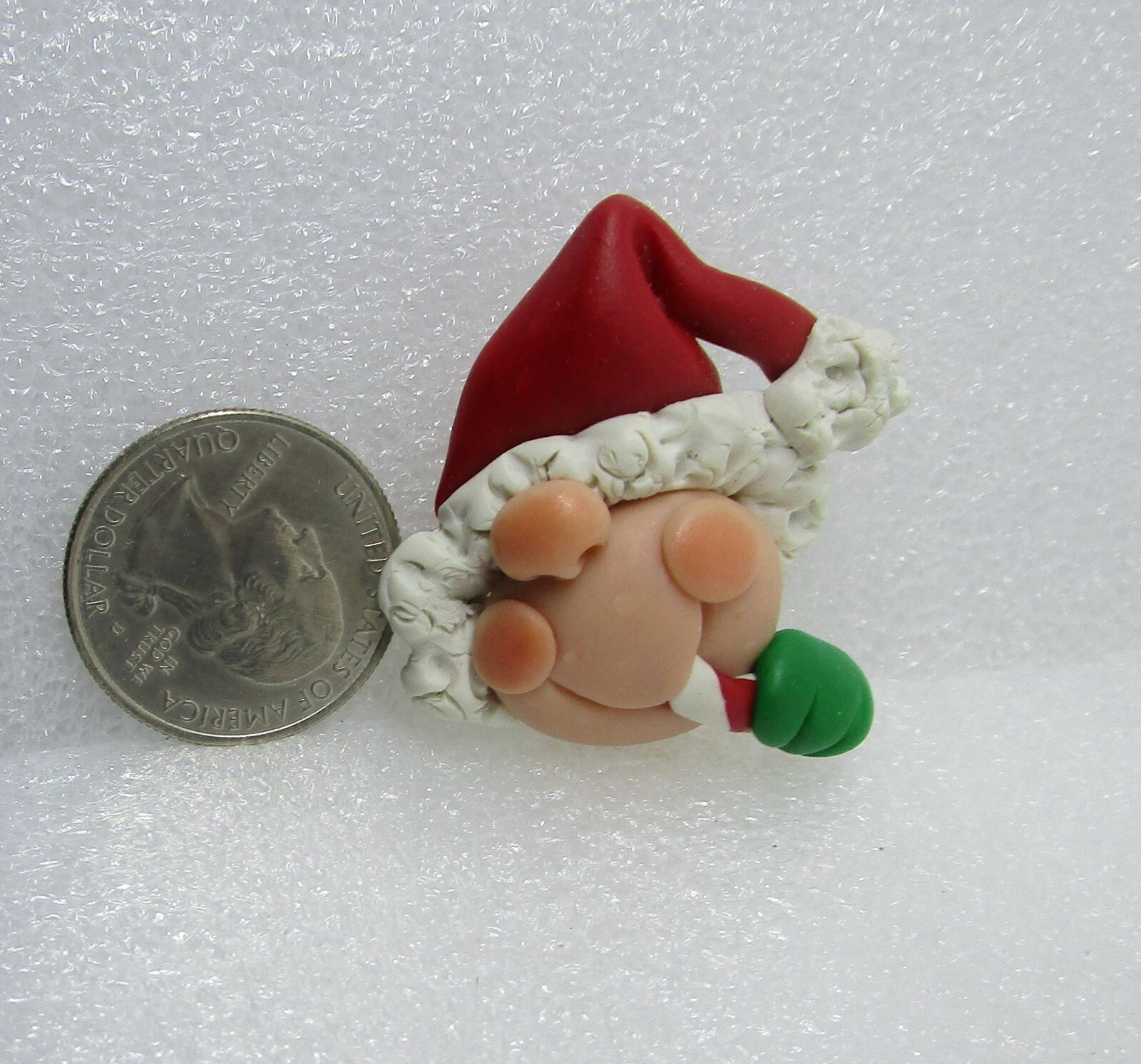 Gone Troppo Handcrafted Clay Child w/ Christmas Hat Eating Candy Cane Pin
