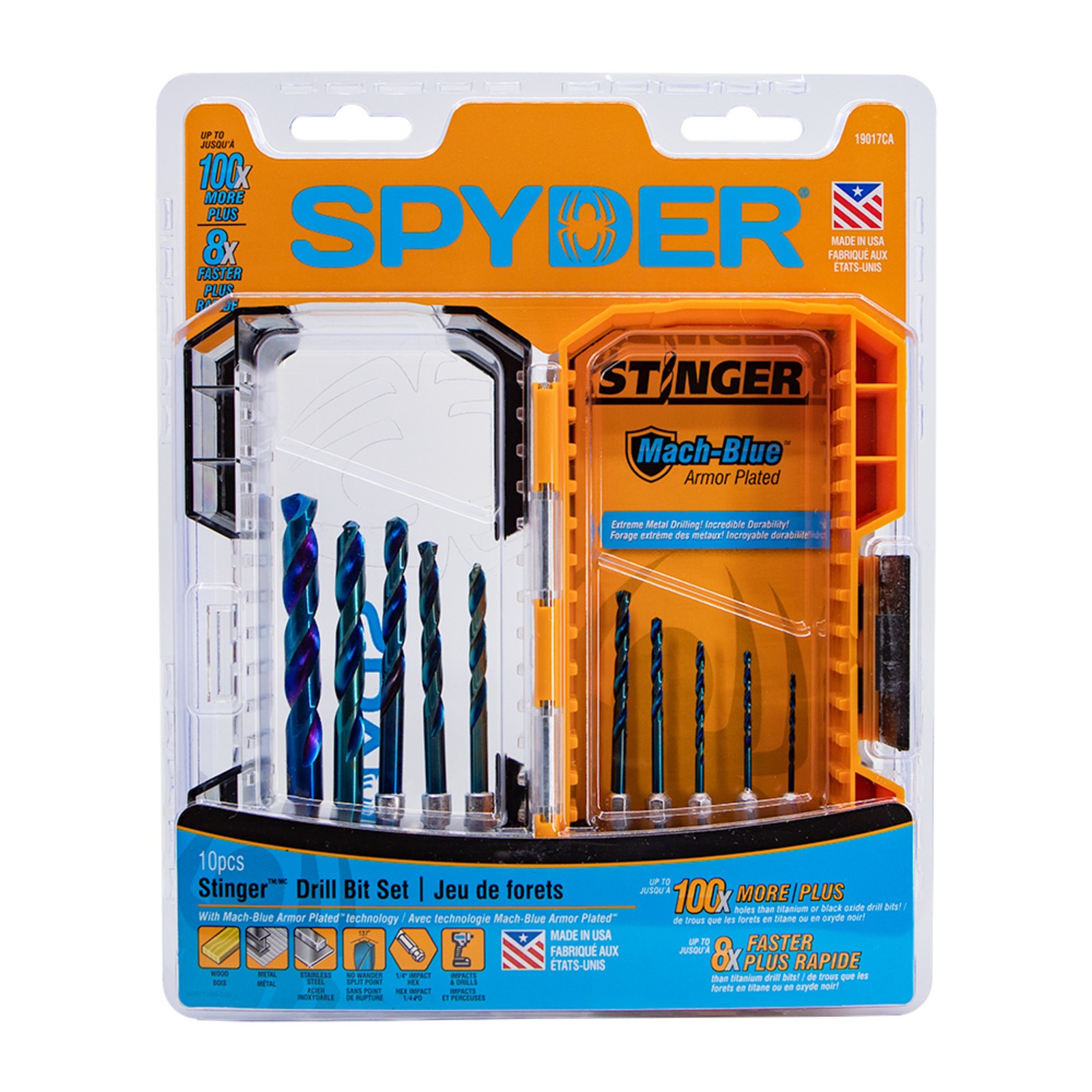 Spyder 10-Piece Assorted HSS Twist Drill Bit Set 19017