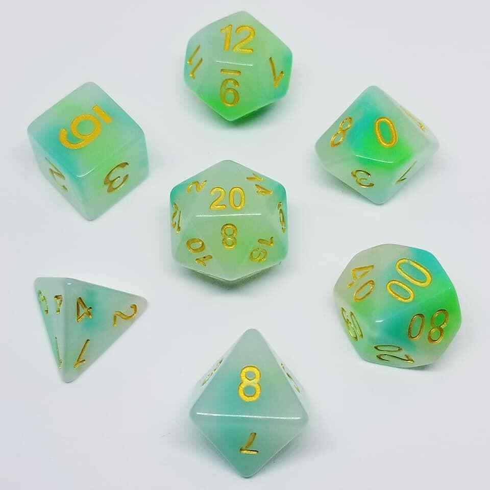 Ghastly Green 7 Dice RPG Set Polyhedral DND Dungeons and Dragons Pathfinder