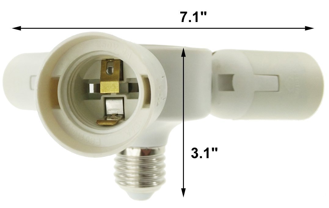 3 in 1 E27 Standard Medium Socket Splitter Converts 1 Socket to 3 Sockets