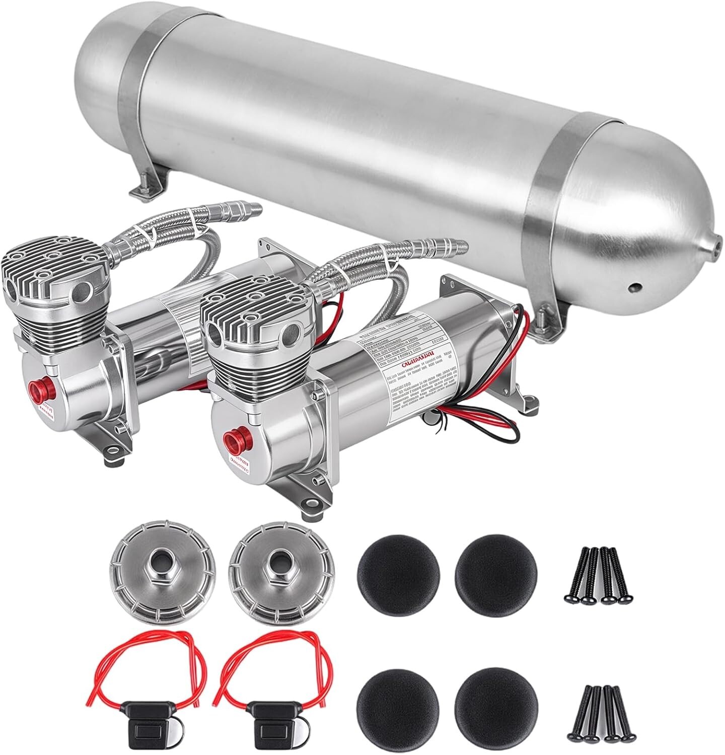 Heavy Duty Air Suspension Kit w/Compressor & 4 Gallon Tank for Truck/Car/Horn