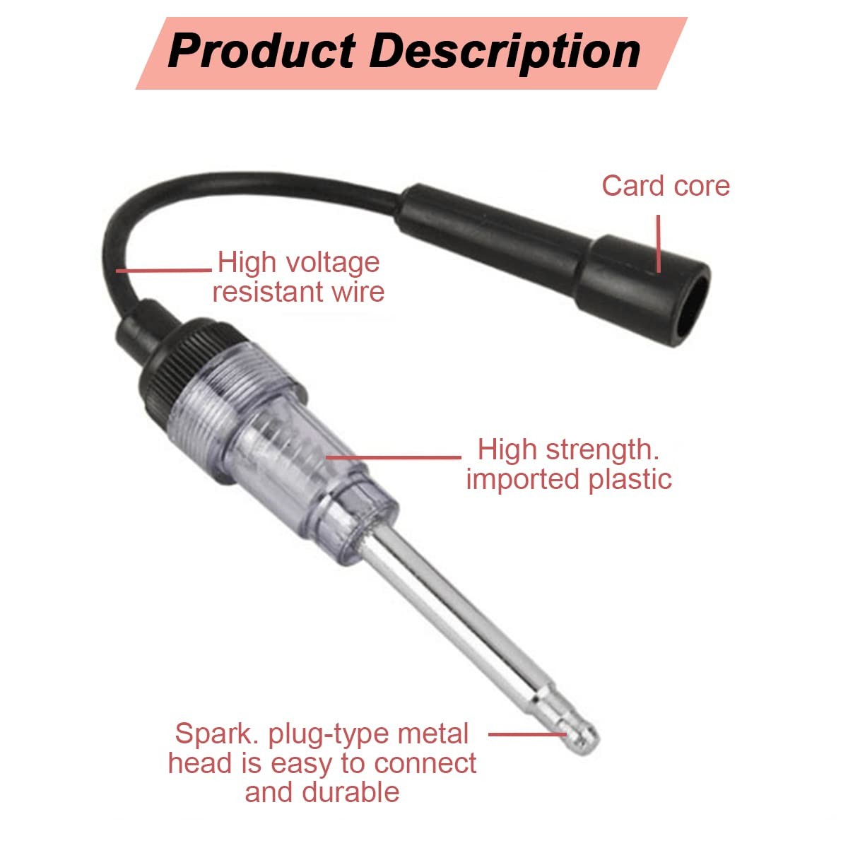 Inline Spark Plug Tester, Straight Boot Engine Ignition Tester Light Easy to ...