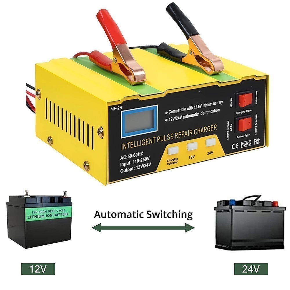 Heavy Duty 400A Car Battery Charger 12V/24V Smart Automatic Pulse Repair Trickle