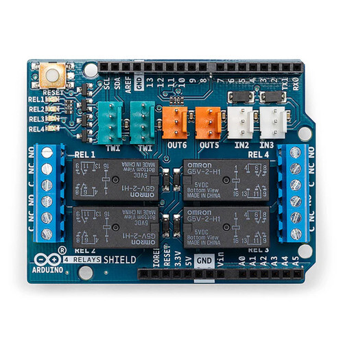 Arduino 4 Relays Shield  allows driving high power loads A000110