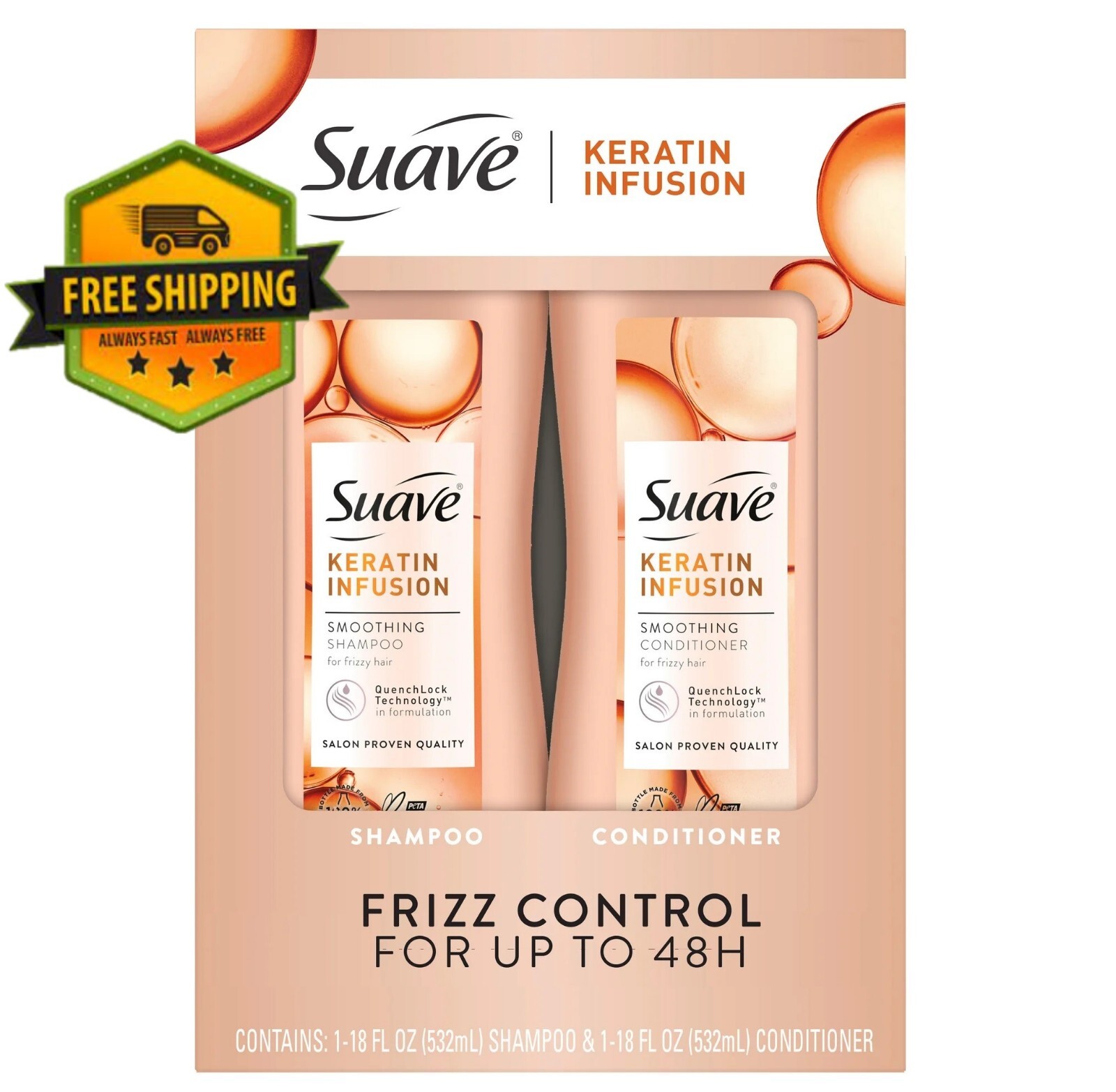 Suave Keratin Infusion Smoothing Shampoo & Conditioner, 28 oz, 2-Pack