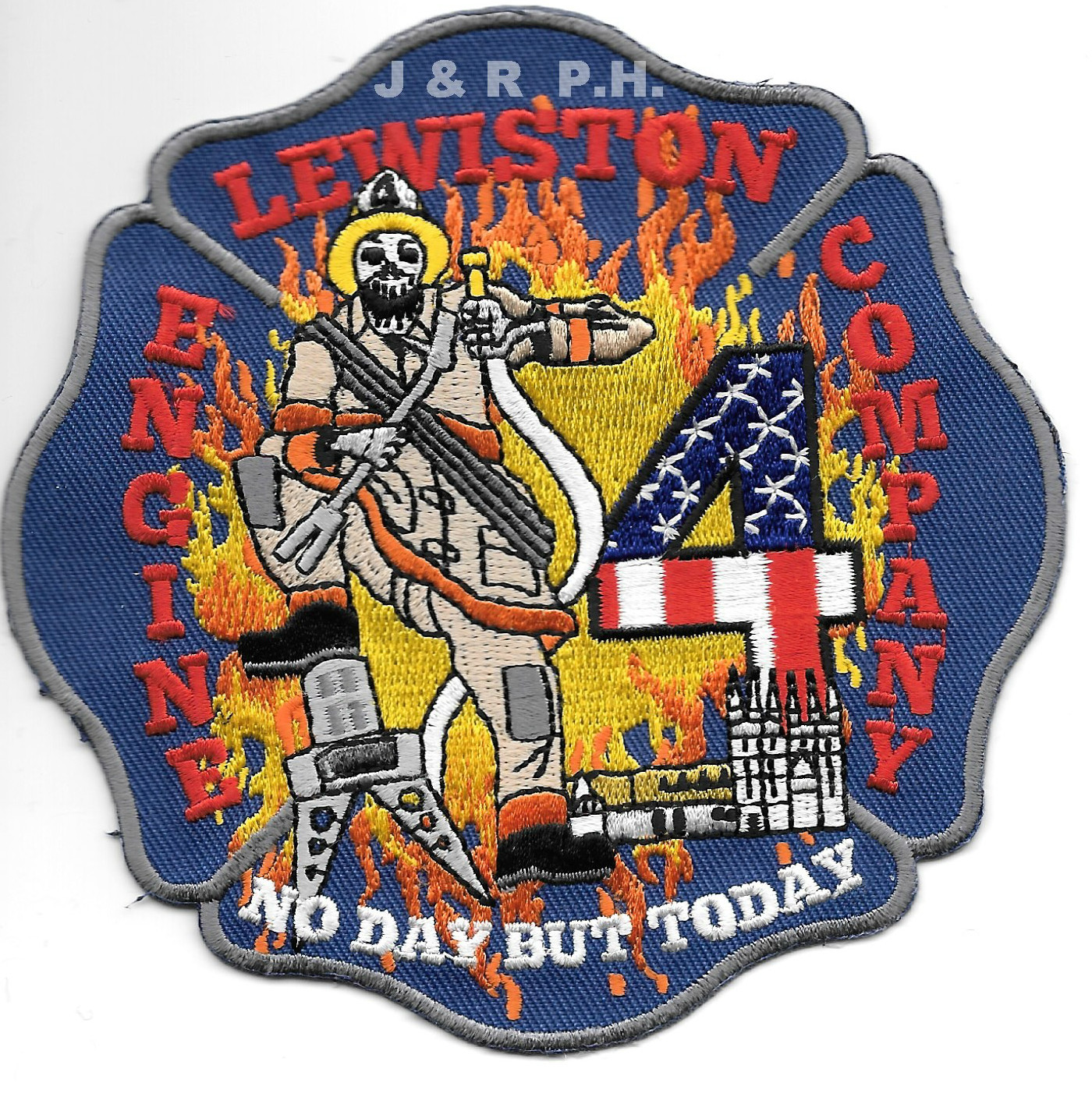 Lewiston  Engine-4  "No Day But Today", Maine (4.5" x 4.5" size) fire patch