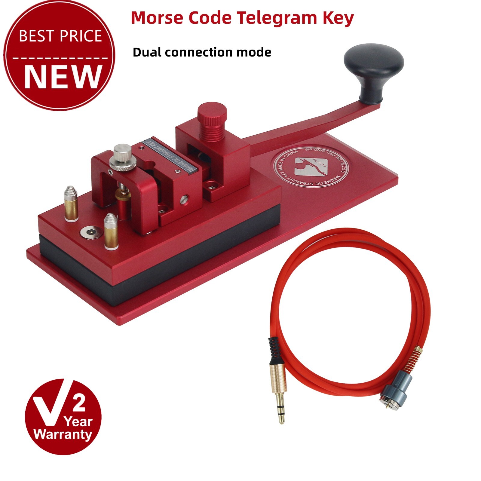 Morse Code Shortwave Radio CW Magnetic Force Telegram Key with Long Armand