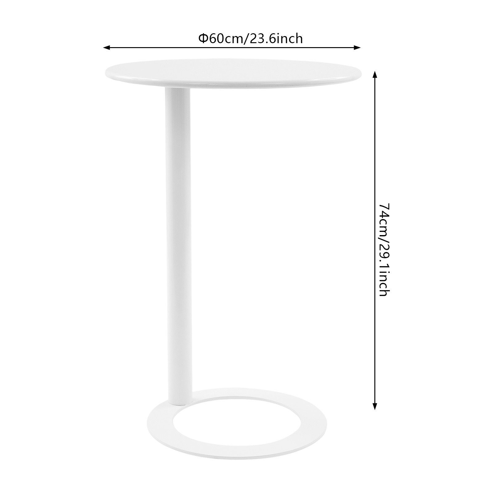 Round Side Table with O-Shaped Base - Stylish, Space-Saving Design