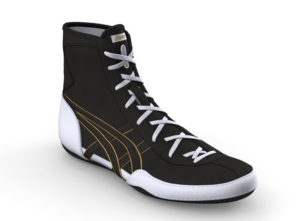 asics Wrestling Shoes Black White BlackLine Gold WhiteLace NEW EX-EO TWR900 Next