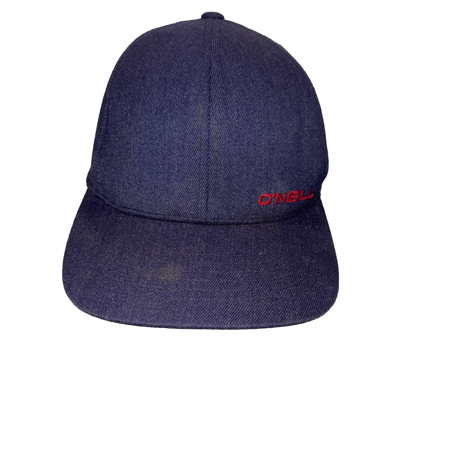 ONEILL Small Red Letters on Blue Denim like Hat Cap S-M Flexfit Band Yupoong