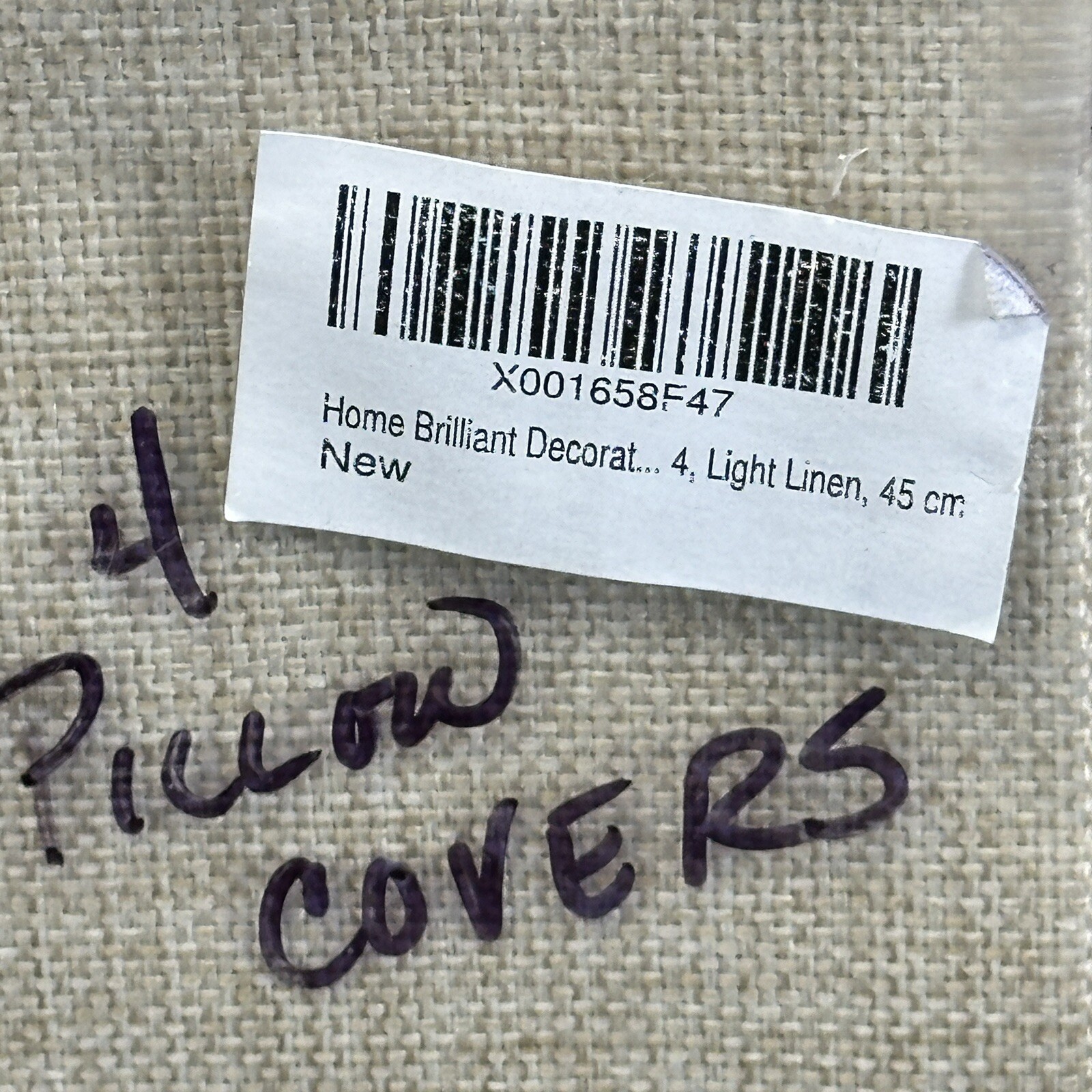 Home Brilliant Four Linen Burlap Square Cushion Cover 45cm 17.5x17.5”