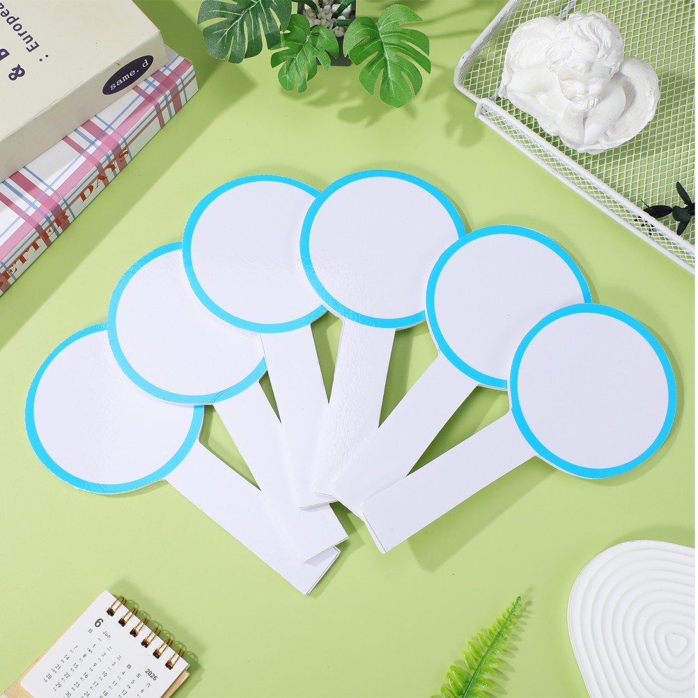 6Pcs Round Erasable Scoreboards Voting Handheld White Boards