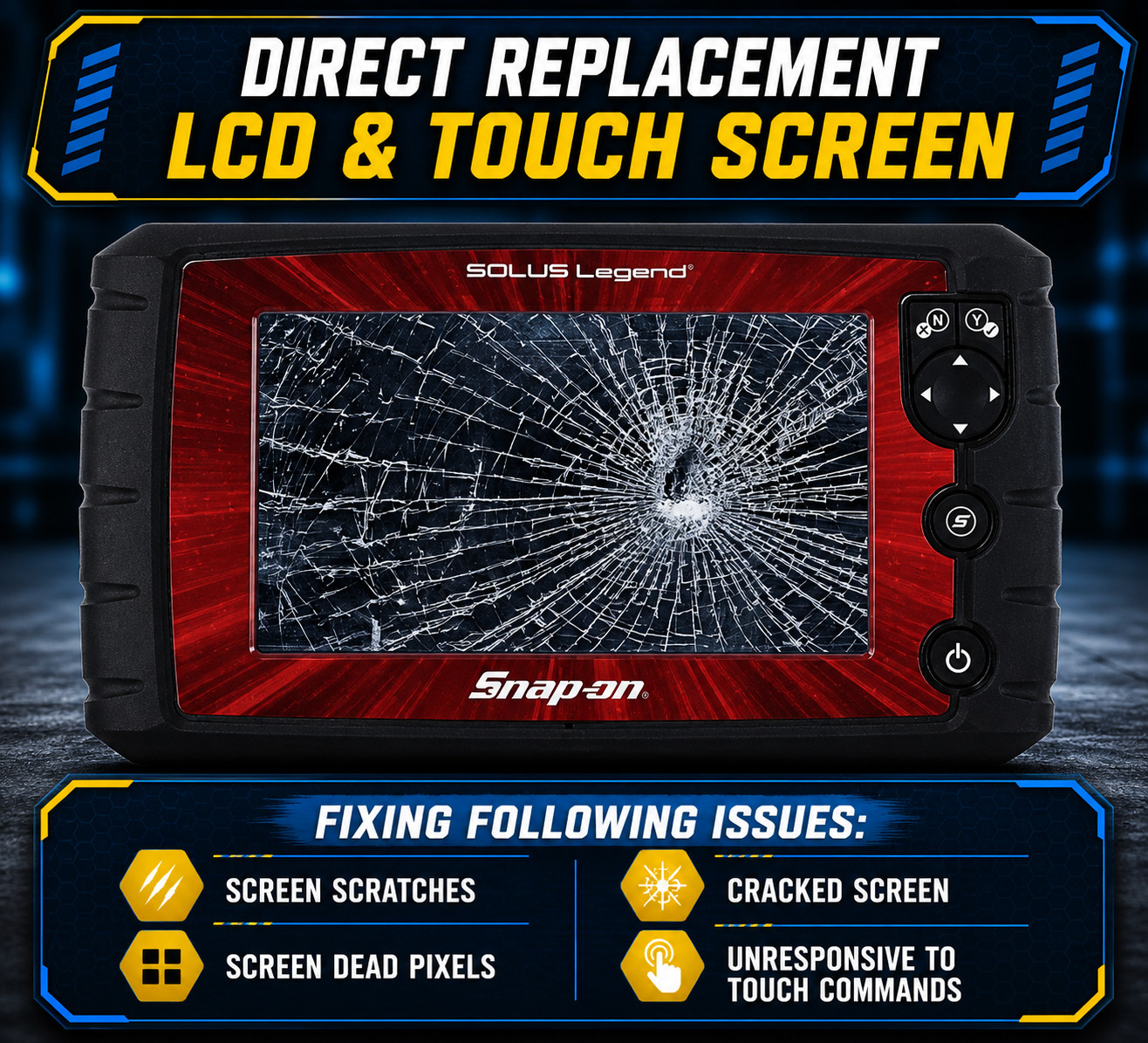 SOLUS Legend EESC336 Snap-On Display LCD Touch Screen Digitizer Assembly