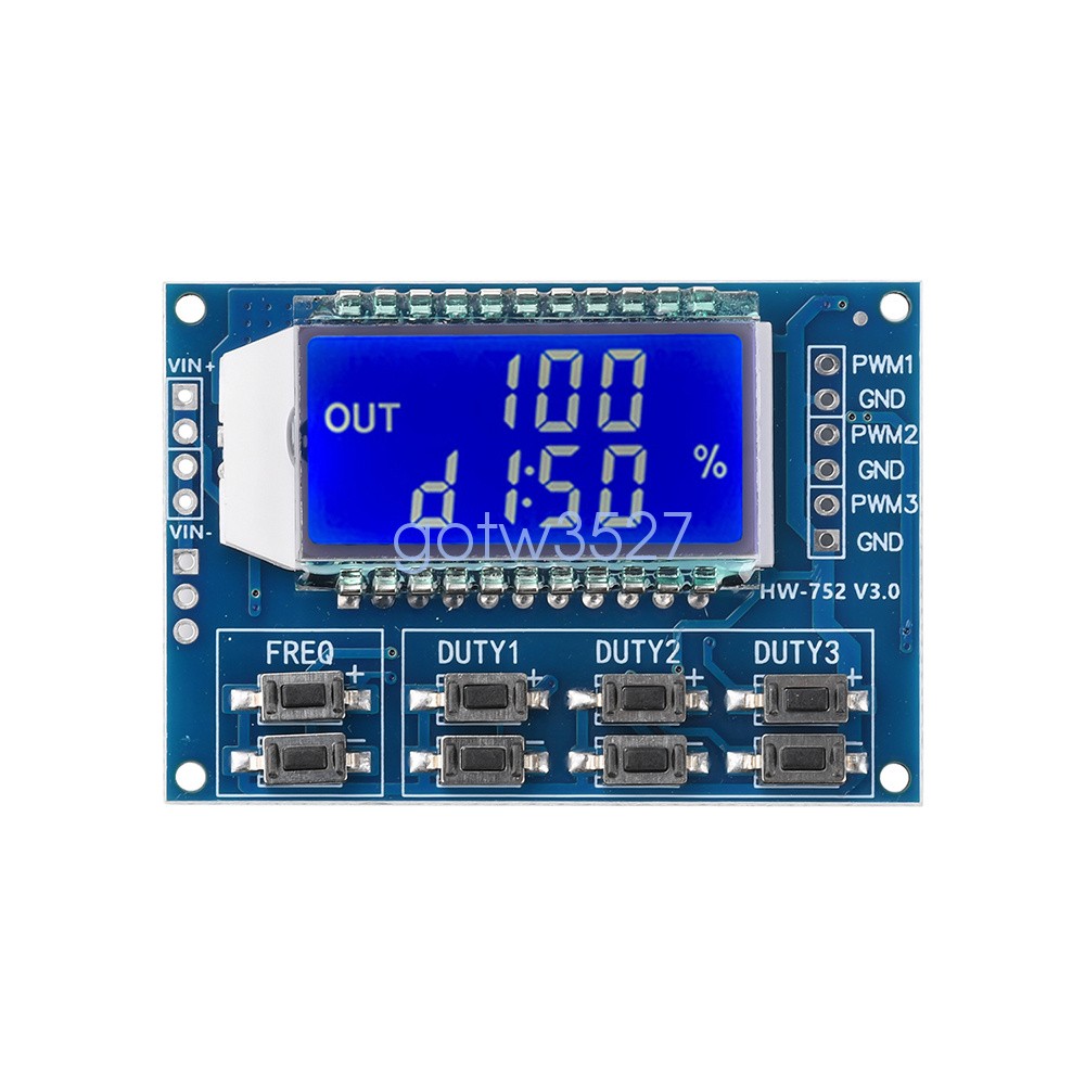 PWM Pulse Wave Frequency Duty Cycle Adjustable Module 3-Channel Signal Generator