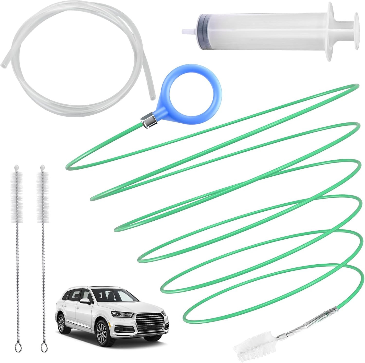 Auto Sunroof Drain Cleaning Tool, 120 Inch Flexible Tube Cleaning Brush with Pip
