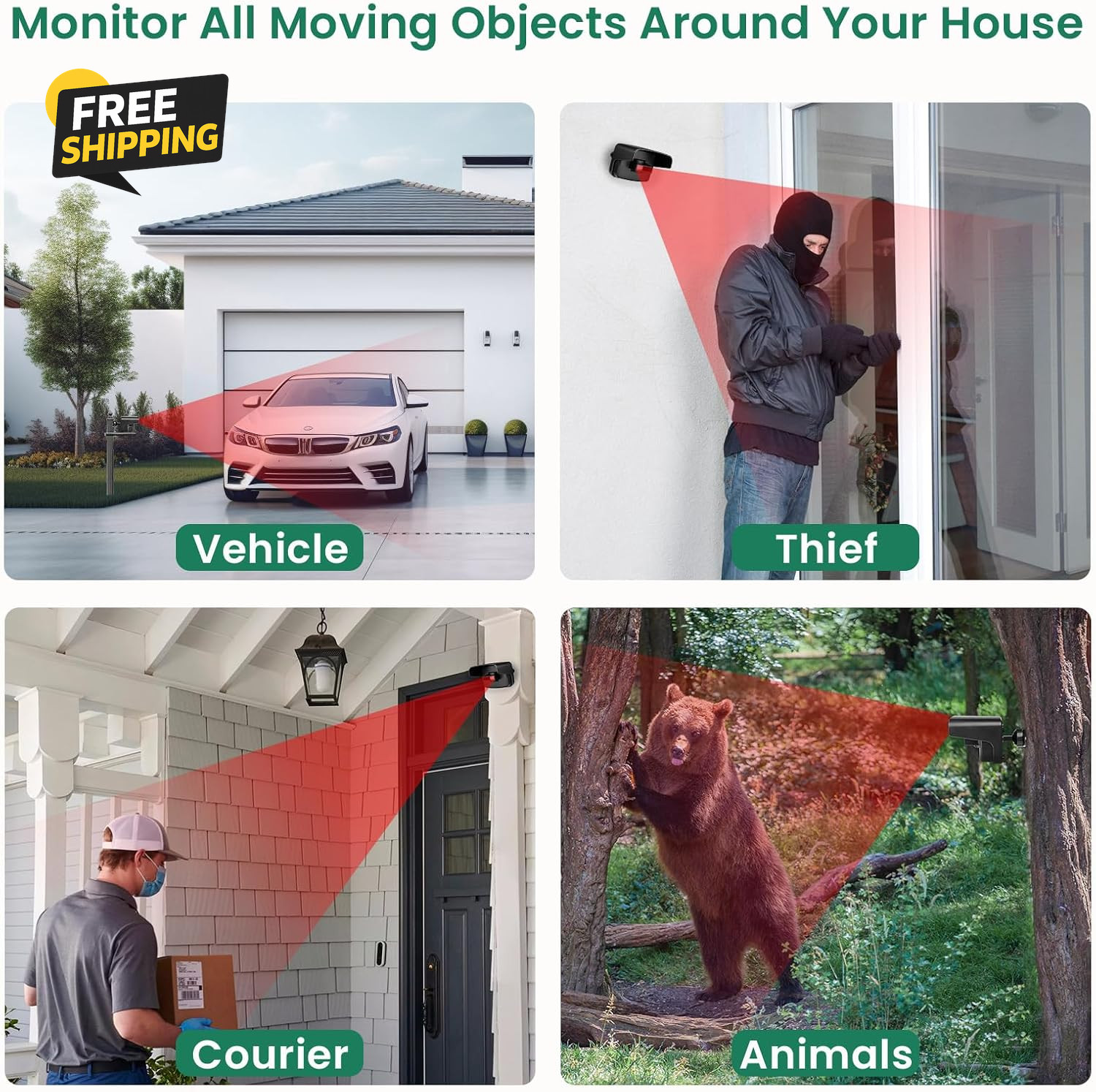 Wireless Driveway Alarm Motion Sensor 600FT Range 58 Chimes Weatherproof