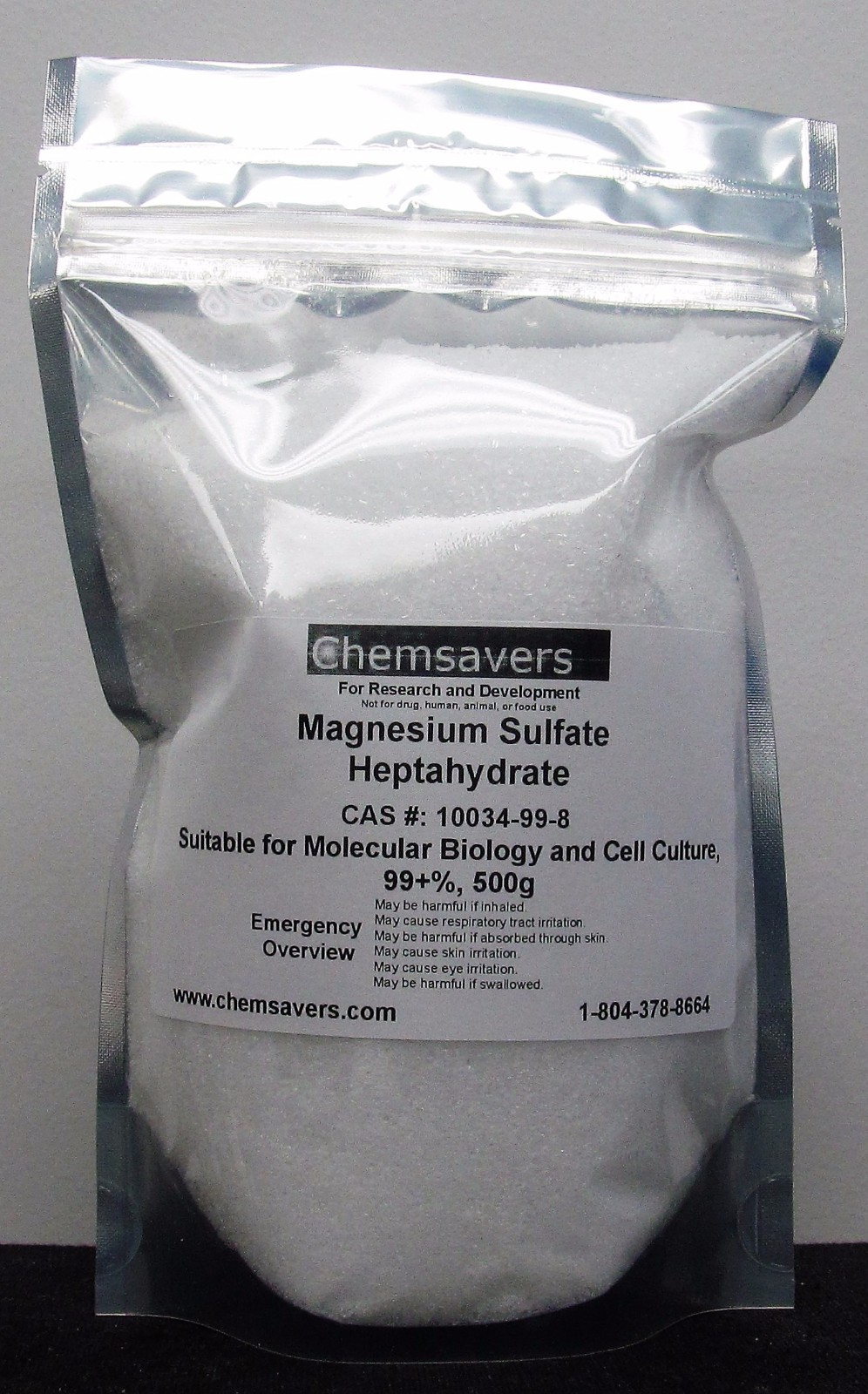 Magnesium Sulfate Heptahydrate, Suitable for Molecular Biology & CC, 99+%, 500g