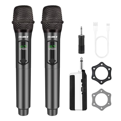 Wireless Microphone,Professional Dual Handheld Cordless Dynamic Mic Gray