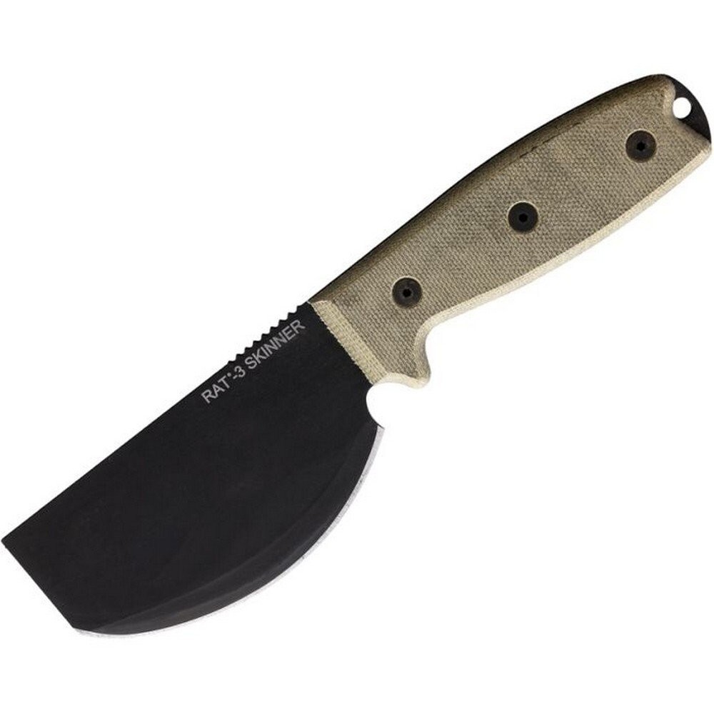 OKC Rat 3 Fixed Knife 3.75" Carbon Steel Skinner Blade Tan Micarta Handle - 8661