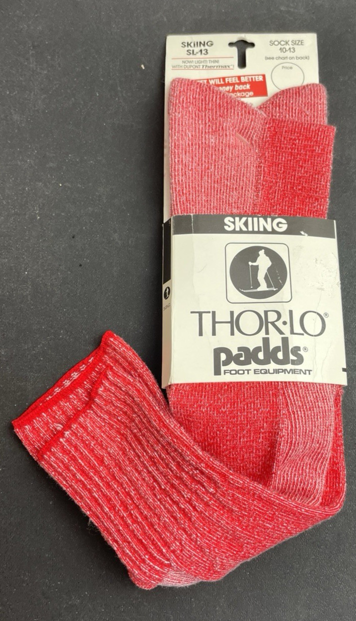 Vintage Thorlo SL-13 Ski Socks Dupont Thermax USA 10-13 Light Thin Red New