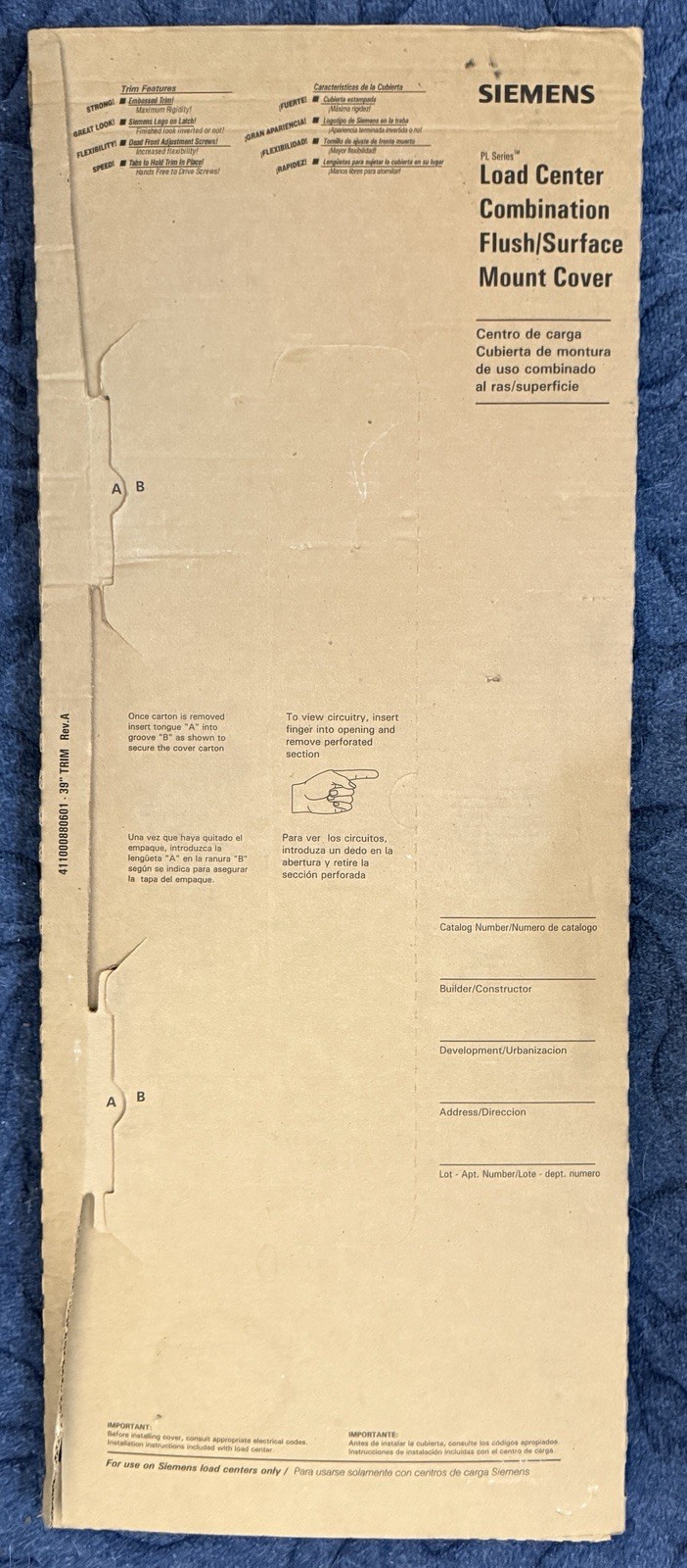 Siemens P3054L3200CU Indoor Load Center Cover 200A 30 Space 54 Circuit Open Box