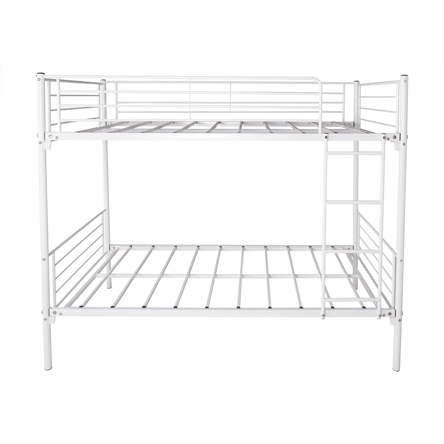 Twin Over Twin Bunk Bed Heavy Duty Metal Bunk Bed Frame with Ladder White